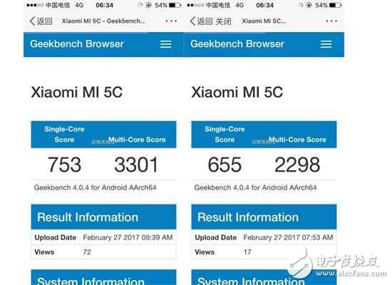驚現洪荒之力？小米5c跑分出現：八核設計+首發(fā)松果處理器