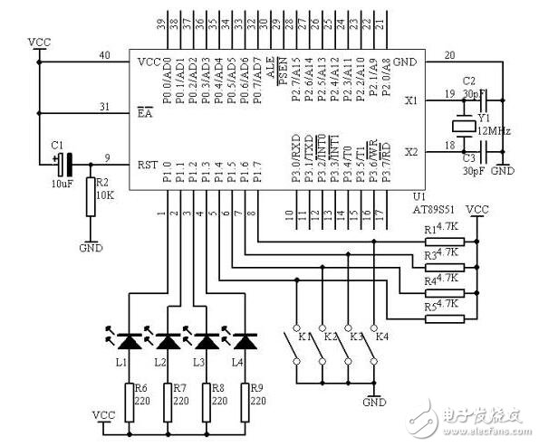 51單片機多路開關(guān)狀態(tài)指示