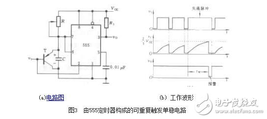 由555定時(shí)器組成的單穩(wěn)態(tài)觸發(fā)器