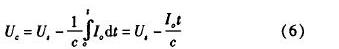 電流源Io為4DH型精密恒流管，它與電容C通過電子開關(guān)K串聯(lián)構(gòu)成閉合回路，電容C的兩端連接到電壓比較器P的輸入端，測量過程如下：當(dāng)K1閉合時(shí)，基準(zhǔn)電壓給電容充電至Uc=Us，然后K1斷開，K2閉合，電容在電流源的作用下放電，單片機(jī)的內(nèi)部計(jì)數(shù)器同時(shí)開始工作。當(dāng)電流源對(duì)電容放電至Uc=0時(shí)，比較器翻轉(zhuǎn)，計(jì)數(shù)器結(jié)束計(jì)數(shù)，計(jì)數(shù)值與電容放電時(shí)間成正比，計(jì)數(shù)脈沖與放電時(shí)間關(guān)系如圖7所示。
