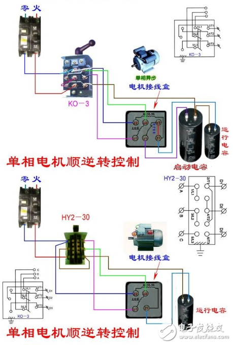 單相電機(jī)的電容接線方法圖解