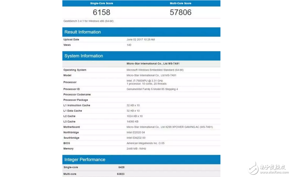 英特爾Skylake X處理器現(xiàn)身跑分庫：對(duì)比AMD Ryzen處理器結(jié)果有點(diǎn)
