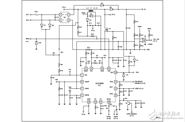 ucc3858“能源之星”PFC評估板、示意圖和材料清單