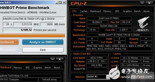全球最牛CPU誕生：i9-7900X超頻至6016MHz得分12189.52！需零下110度極寒環(huán)境
