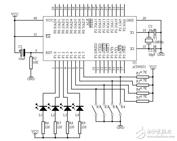 基于AT89S51單片機的多路開關(guān)狀態(tài)指示裝置指示