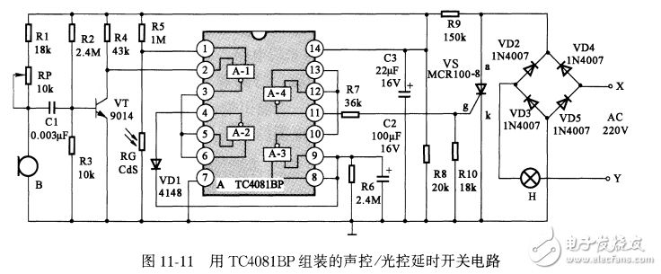 基于C4081BP聲、光控延時(shí)開關(guān)電路設(shè)計(jì)