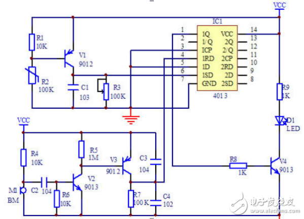 雙D觸發(fā)器4013模擬電子蠟燭電路的設(shè)計與制作