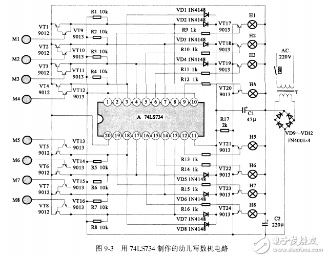 用74LS734制作的幼兒寫數(shù)機(jī)電路設(shè)計(jì)
