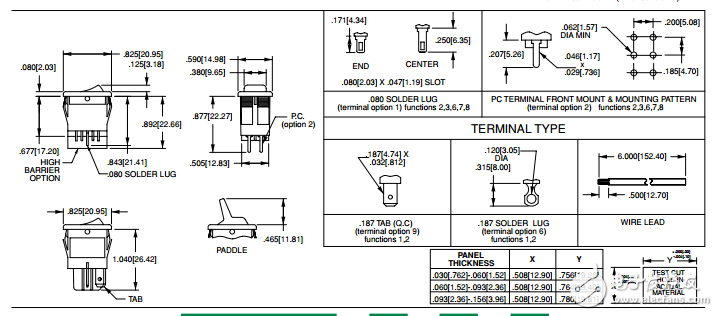 611/621系列單/兩極搖臂和槳開關(guān)
