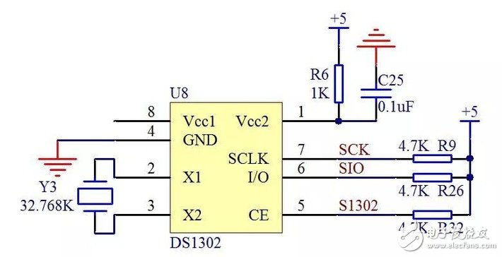 用ds1302做時鐘電路圖詳解