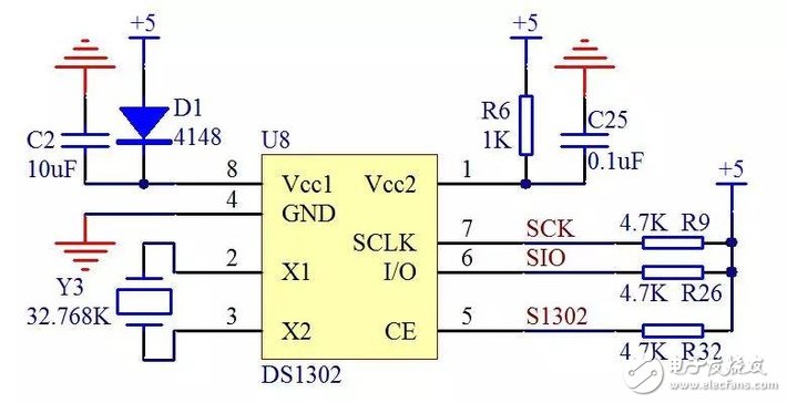 用ds1302做時鐘電路圖詳解