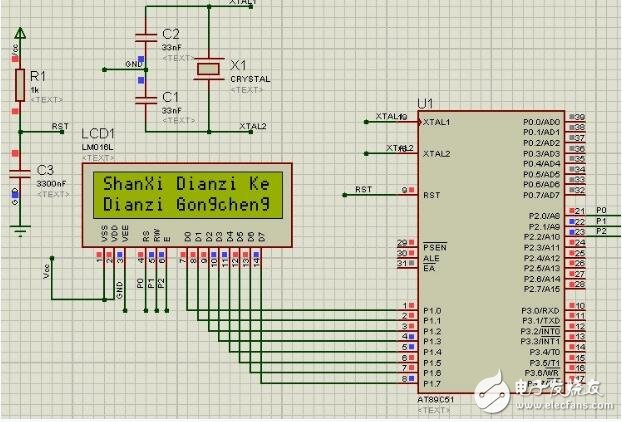 lcd1602與單片機連接圖，基于51單片機的lcd1602液晶顯示屏連接電路圖
