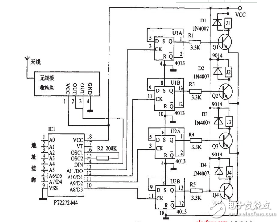 pt2262應(yīng)用電路圖大全_pt2262編碼電路匯總（五款pt2262應(yīng)用電路詳解）