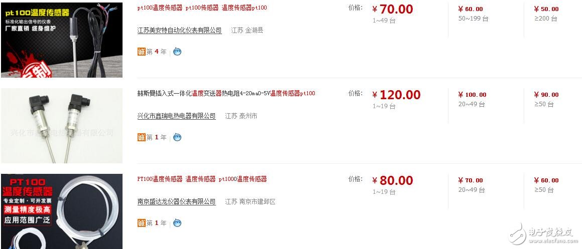 pt100溫度傳感器型號，pt100溫度傳感器價(jià)格