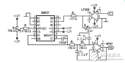 ad637有效值檢測(cè)電路