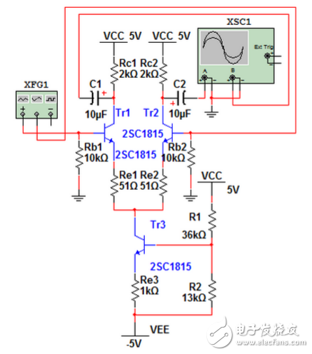 2sc1815三極管差動放大器