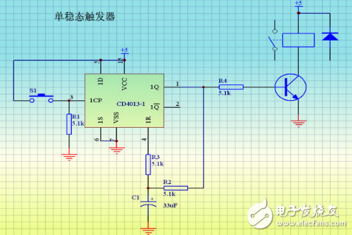 CD4013集成電路信號傳送特性及應(yīng)用電路（多地控制燈開關(guān)）