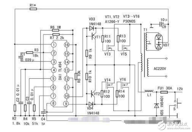 tl494簡(jiǎn)單逆變器電路