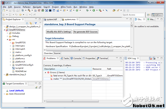 在Zynq平臺運行SmallRTOS實時操作系統(tǒng)詳細步驟