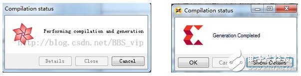 圖1-6 自動生成代碼過程的起始提示標(biāo)志/圖1-7 自動生成代碼過程的結(jié)束提示標(biāo)志