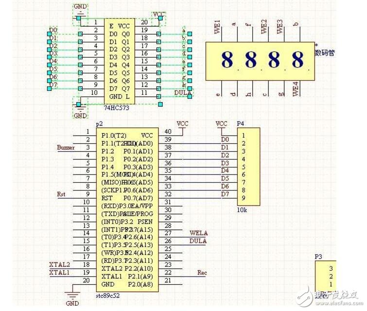 74hc573驅(qū)動(dòng)4位數(shù)碼管電路連接圖及程序代碼分享