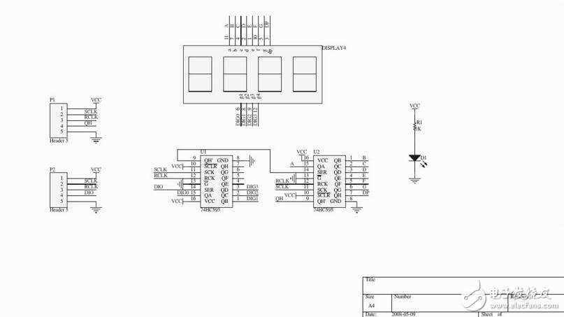 74hc595驅(qū)動4位數(shù)碼管電路連接圖及程序解析