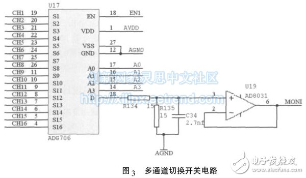 圖3 多通道切換開關(guān)電路