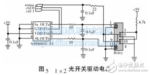 圖5 1 × 2 光開關(guān)驅(qū)動電路