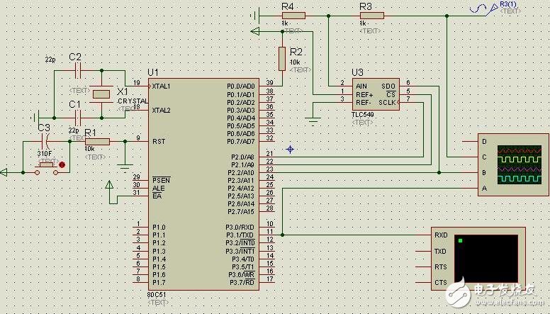 tlc549操作時序圖電路圖_TLC549波形圖_tlc549實驗案例