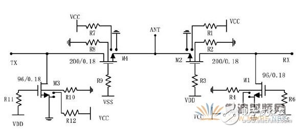 圖3 寬帶射頻收發(fā)開關(guān)設(shè)計原理圖