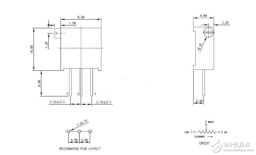3296電位器引腳接法及規(guī)格書說明