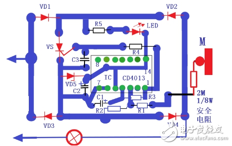 cd4013樓梯延時照明燈的應用