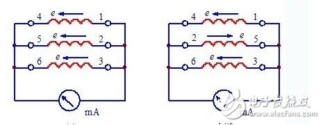 三相異步電動(dòng)機(jī)繞組接線圖和首末端判斷方法圖解