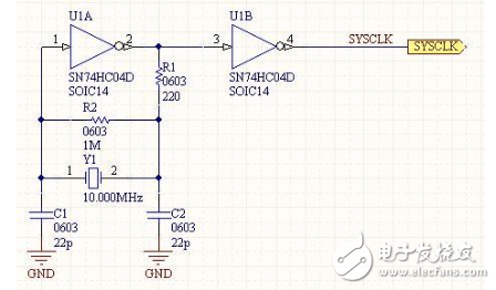74HC04和晶振做晶體振蕩電路產(chǎn)生時(shí)鐘信號(hào)