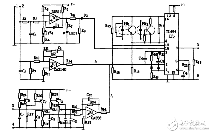 由TL494構成的恒流閉環(huán)控制電路