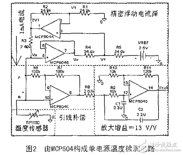 RTD Pt100的一種單電源信號調(diào)理電路
