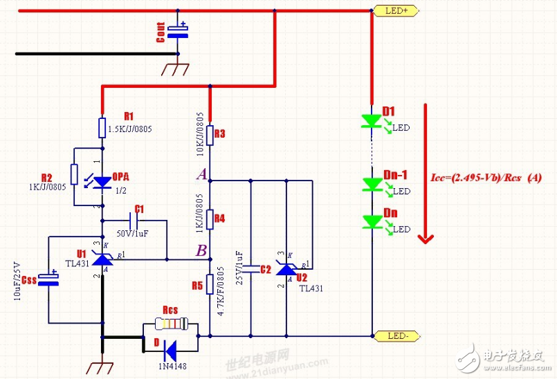 TL431驅(qū)動LED恒流控制電路方案 