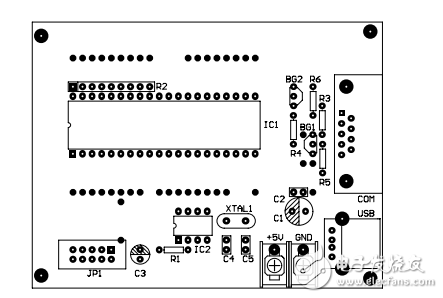 at89s52單片機最小系統(tǒng)元件安裝圖