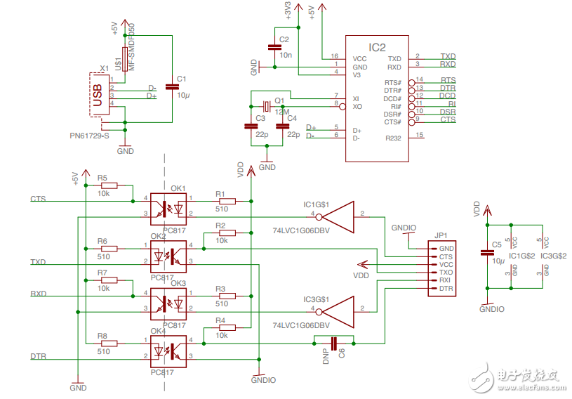 ch340g最簡(jiǎn)原理圖