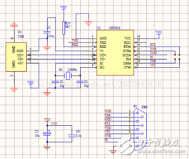 ch340g典型應(yīng)用電路