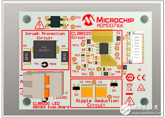 [原創(chuàng)] Microchip CL88020 120VAC 8．5W離線LED驅(qū)動(dòng)方案