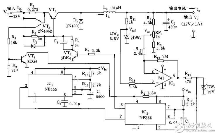 555制作的穩(wěn)壓電源電路圖大全（開關(guān)調(diào)整管/直流穩(wěn)壓電源/24V轉(zhuǎn)12V開關(guān)穩(wěn)壓電源）