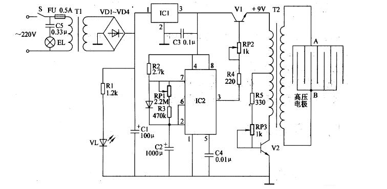高壓脈沖發(fā)生器電路圖大全(六款等效電路/電子滅蟲燈/脈沖發(fā)生器產(chǎn)生)