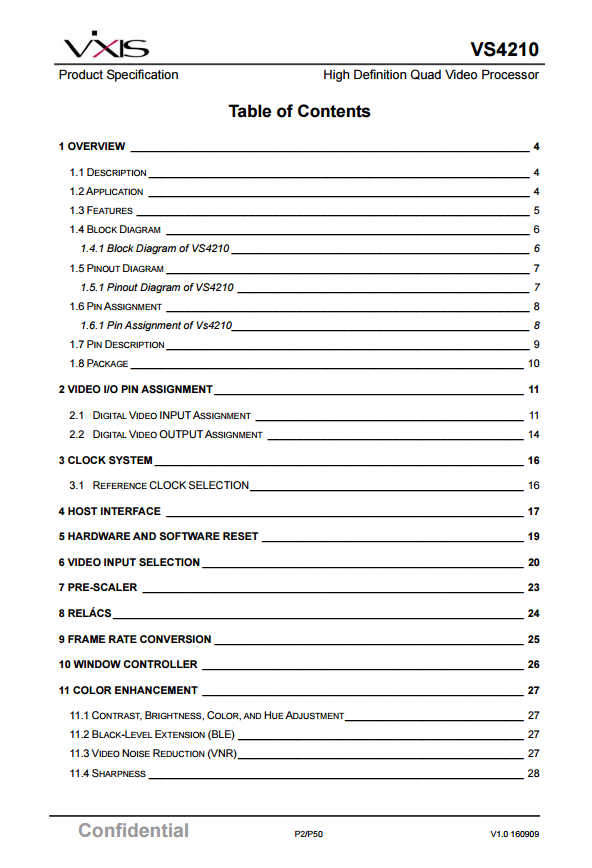 VS4210 4畫(huà)面分割器數(shù)據(jù)資料
