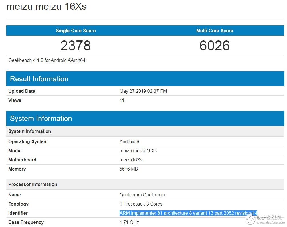 魅族16Xs跑分曝光運(yùn)行安卓9系統(tǒng)單核分?jǐn)?shù)為2378多核分?jǐn)?shù)為6026